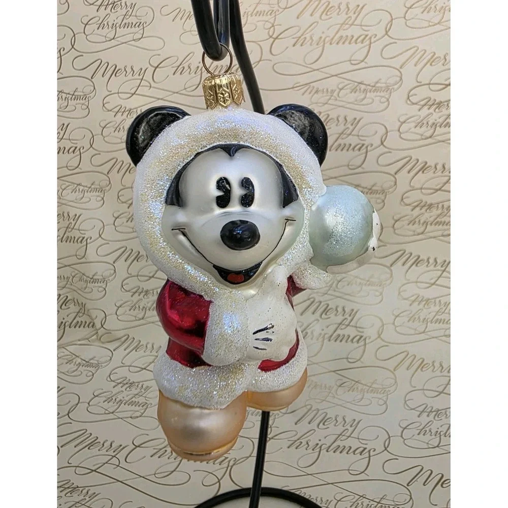 2000 Christopher Radko Disney Jewel Mickey Snowball Glass Ornament 00-DIS-33